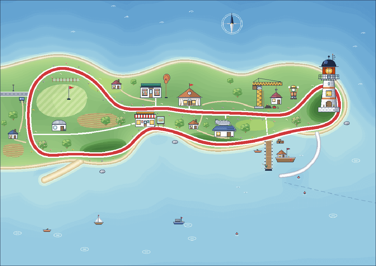 青葉市の区画図（ドット絵の地図）